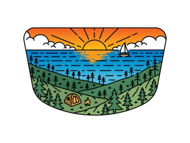 Çerçeve çizimindeki doğal manzara