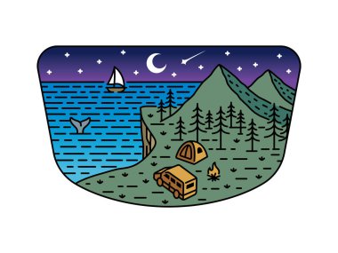 Çerçeve çizimindeki doğal manzara