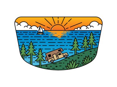 Çerçeve çizimindeki doğal manzara