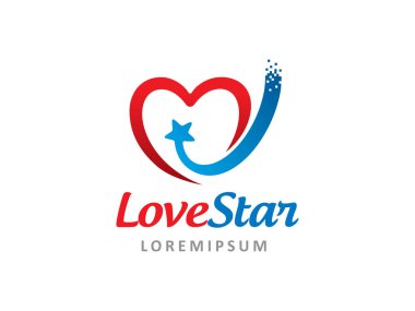 Aşk ve Yıldız logo simgesi veya simge şablonu