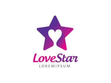 Aşk ve Yıldız logo simgesi veya simge şablonu