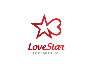 Aşk yıldızı logo sembolü veya simge şablonu