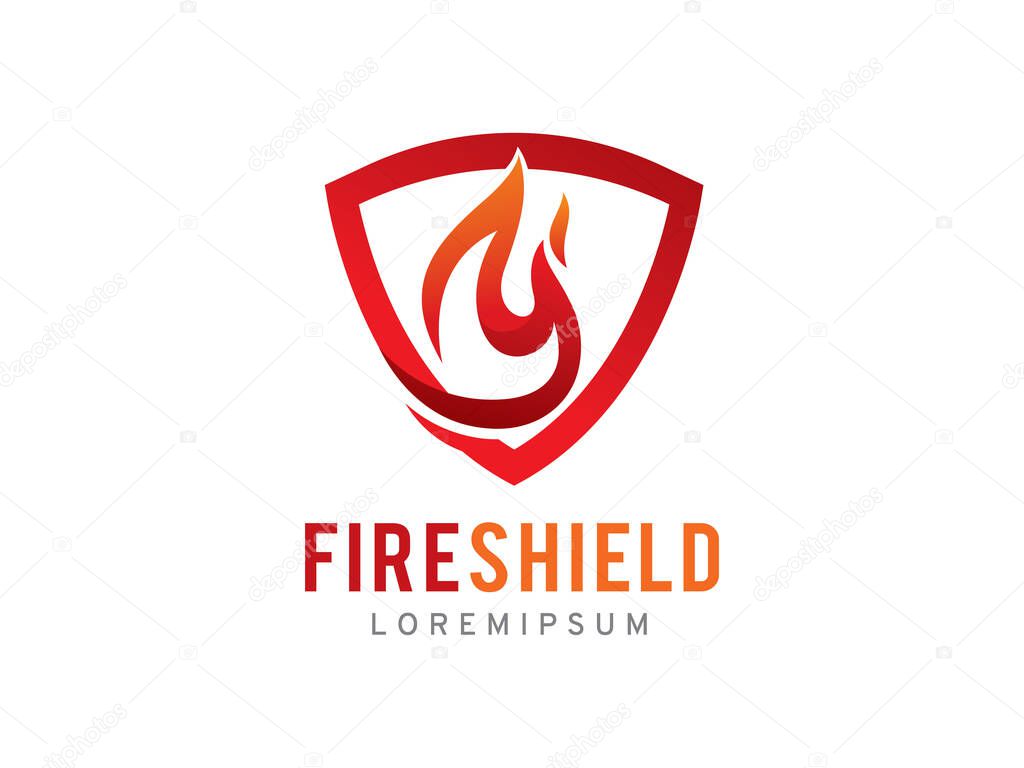 Fire and Shield logo symbol or icon template