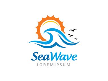 Deniz dalgası logo sembolü veya simge şablonu