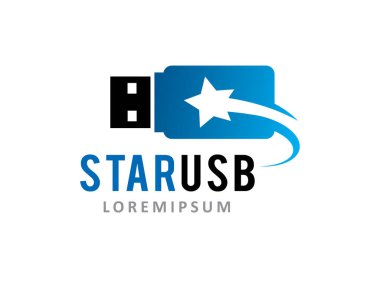 USB ve yıldız logo sembolü veya simge şablonu