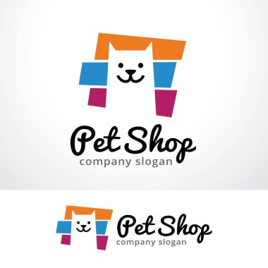Pet Shop Logo Şablon Tasarım Vektörü, Amblem, Tasarım Konsepti, Yaratıcı Sembol, Simge Simgesi, Simge