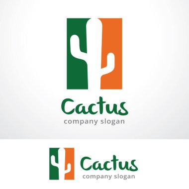 Kaktüs Logo Şablonu Tasarım Vektörü, Amblem, Tasarım Konsepti, Yaratıcı Sembol, Simge Simgesi, Simge