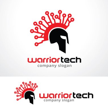 Warrior Tech Logo Şablon Tasarım Vektörü, Amblem, Tasarım Konsepti, Yaratıcı Sembol, Simge Simgesi, Simge