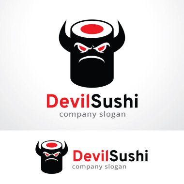 Devil Sushi Logo Şablon Tasarım Vektörü, Amblem, Tasarım Konsepti, Yaratıcı Sembol, Simge Simgesi, Simge