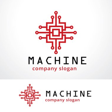 Makine Logosu Tasarım Vektörü, Amblem, Tasarım Konsepti, Yaratıcı Sembol, Simge