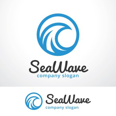 Deniz Dalgası Logo Şablonu Tasarım Vektörü, Amblem, Tasarım Konsepti, Yaratıcı Sembol, Simge Simgesi, Simge