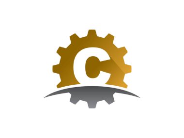 C harfi Gear Teknoloji logosu veya sembol tasarımı