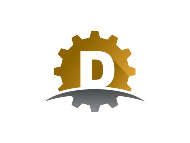 D harfi Gear Teknoloji logosu veya sembol tasarımı