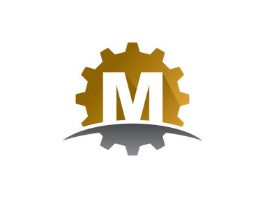 M harfi dişli teknoloji logosu veya sembol tasarımı