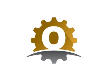 O harfi dişli teknoloji logosu veya sembol tasarımı