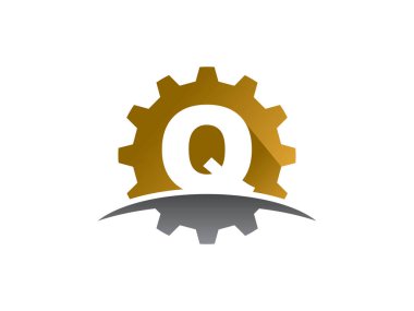 Q harfi dişli teknoloji logosu veya sembol tasarımı