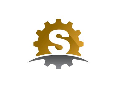 S harfi dişli teknoloji logosu veya sembol tasarımı