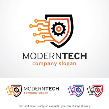 Modern Teknoloji Kalkanı Logo Tasarım Vektörü, Amblem, Tasarım Konsepti, Yaratıcı Sembol, Simge Simgesi, Simge