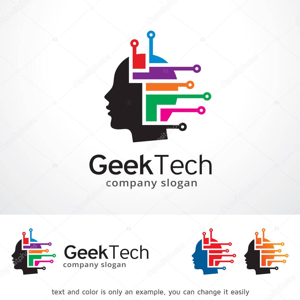 Geek Technology Logo Template Design Vector, Emblem, Design Concept, Creative Symbol, Icon