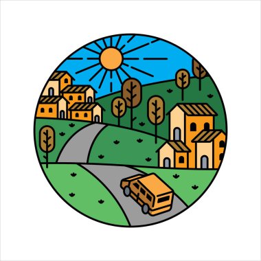 Çerçeve çizimindeki doğal manzara