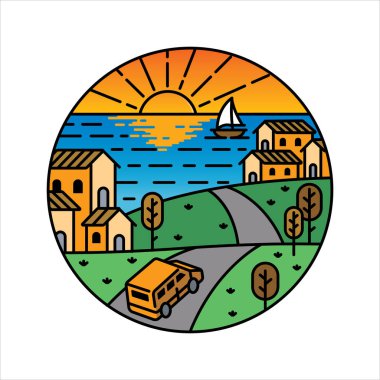 Çerçeve çizimindeki doğal manzara