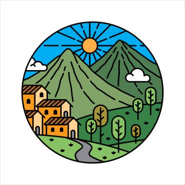 Çerçeve çizimindeki doğal manzara