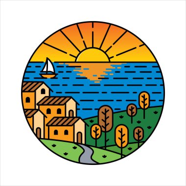 Çerçeve çizimindeki doğal manzara