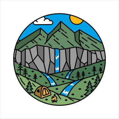 Çerçeve çizimindeki doğal manzara