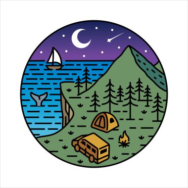 Çerçeve çizimindeki doğal manzara