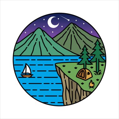 Çerçeve çizimindeki doğal manzara