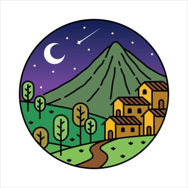 Çerçeve çizimindeki doğal manzara