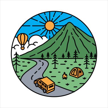 Çerçeve çizimindeki doğal manzara