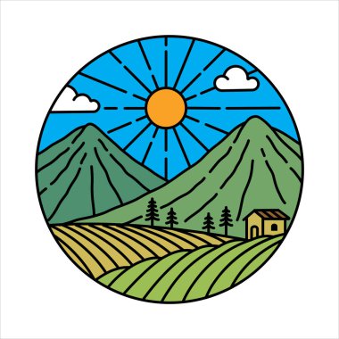 Çerçeve çizimindeki doğal manzara