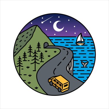 Çerçeve çizimindeki doğal manzara