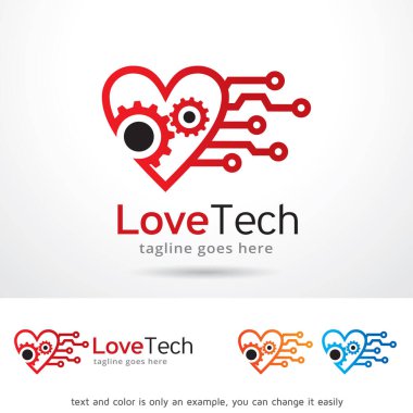 Teknoloji Logo şablonu tasarlamak vektör, amblem, tasarım konsepti, yaratıcı simge, simge seviyorum
