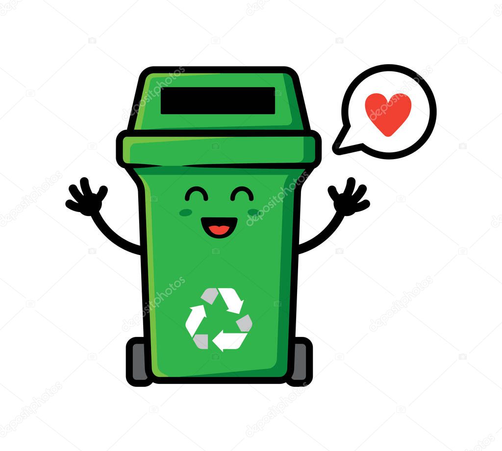 Trash can mascot character design vector