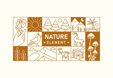 line art of natural elements collection