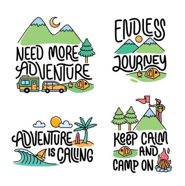 Macera öğeleri içeren yazılı ifadeler, sloganlar veya alıntılar koleksiyonu