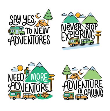 Macera öğeleri içeren yazılı ifadeler, sloganlar veya alıntılar koleksiyonu