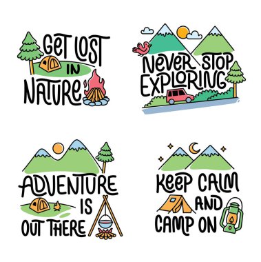 Macera öğeleri içeren yazılı ifadeler, sloganlar veya alıntılar koleksiyonu