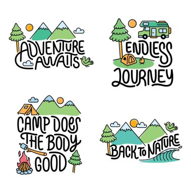 Macera öğeleri içeren yazılı ifadeler, sloganlar veya alıntılar koleksiyonu