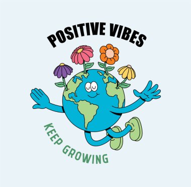 Toprak ve çiçekler sevimli illüstrasyonlar