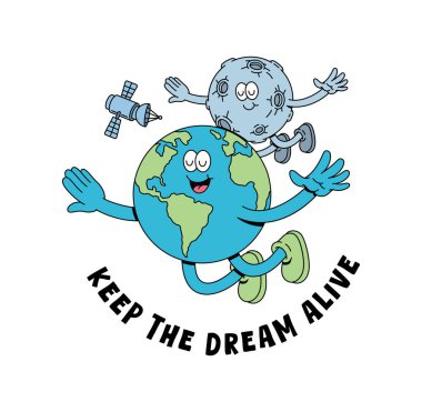 Toprak ve ay birlikte hoş bir illüstrasyon.