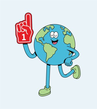 Dünya bir numaralı retro sevimli illüstrasyon