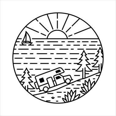 Çerçeve çizimindeki doğal manzara