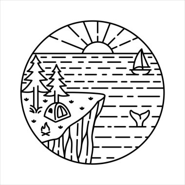 Çerçeve çizimindeki doğal manzara