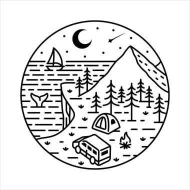 Çerçeve çizimindeki doğal manzara