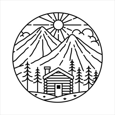 Çerçeve çizimindeki doğal manzara