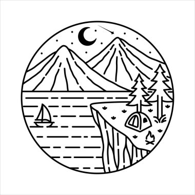 Çerçeve çizimindeki doğal manzara