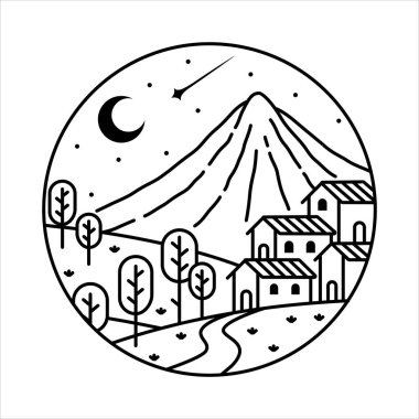 Çerçeve çizimindeki doğal manzara